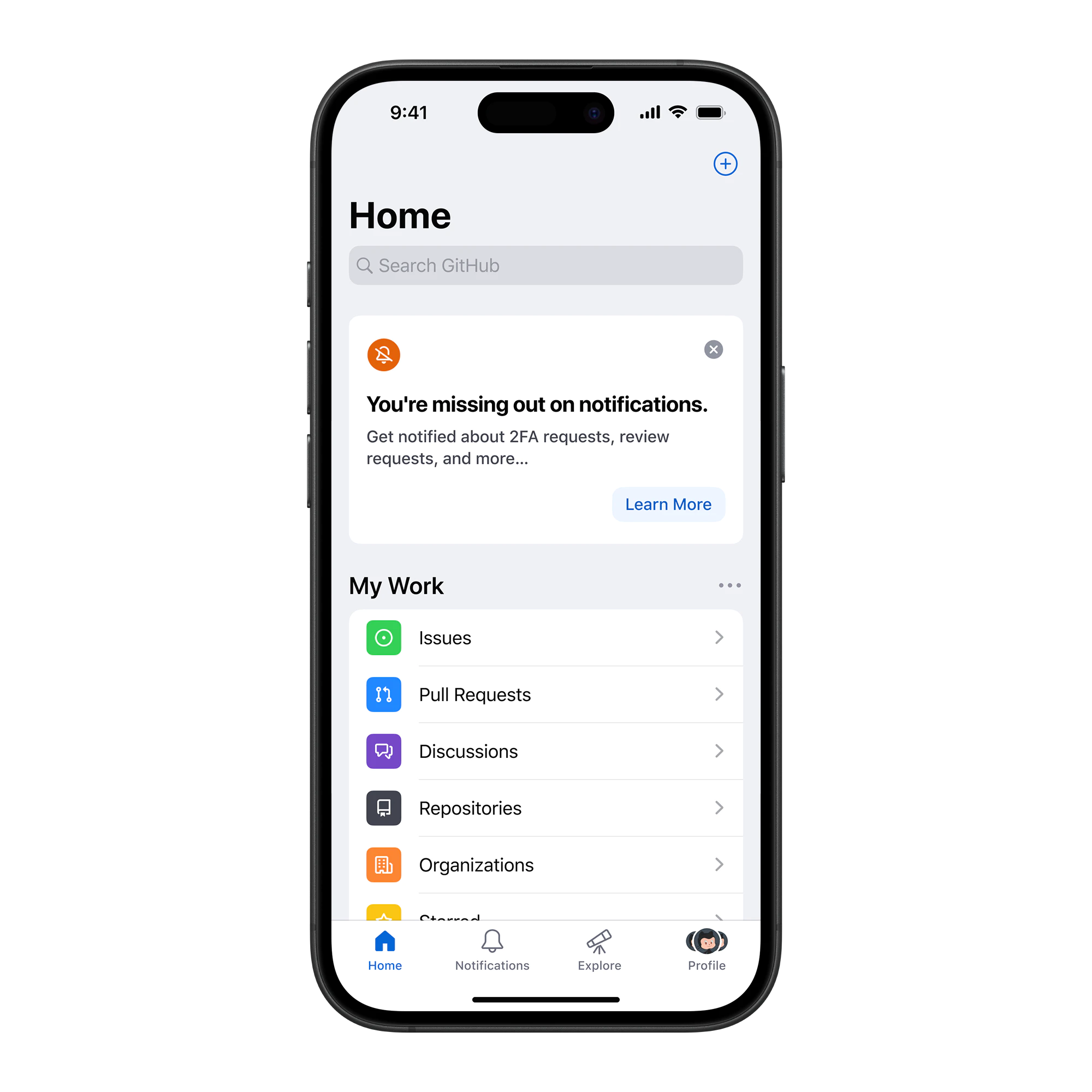 Focused Notifications banner for users with push notifications disabled