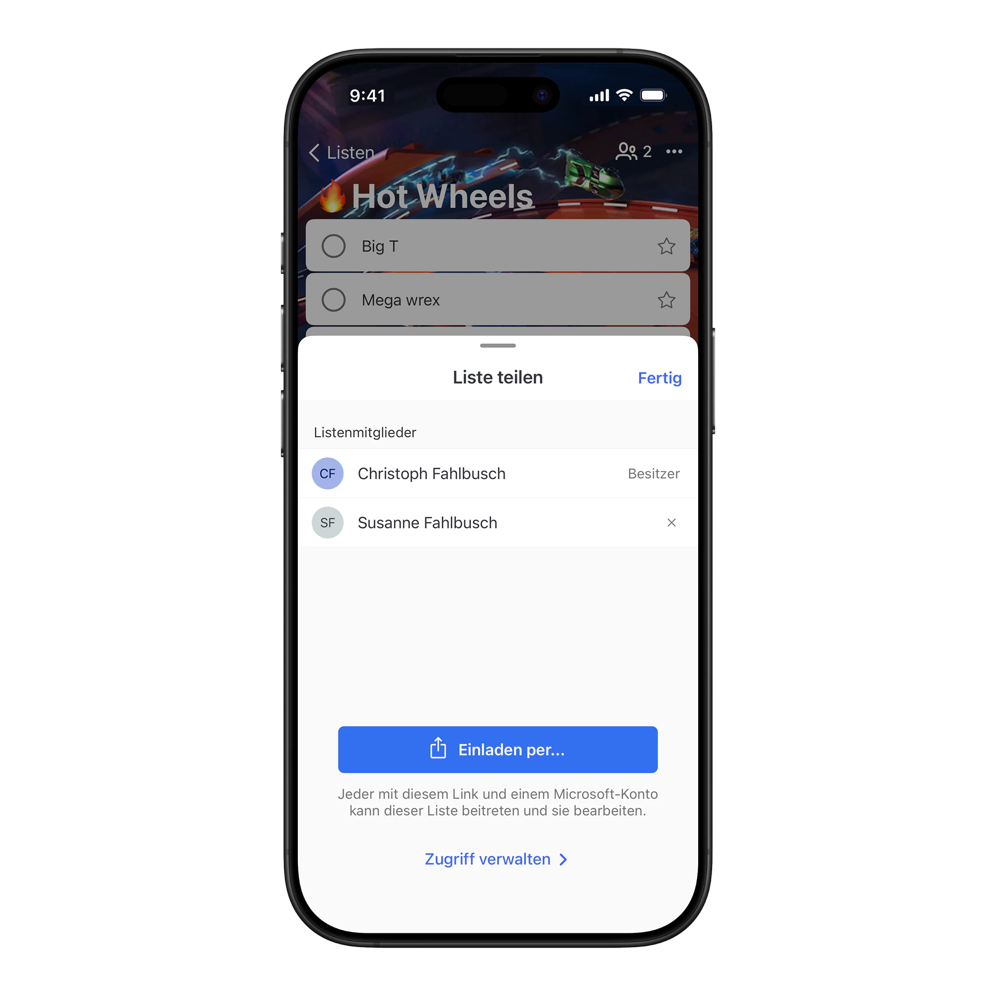 A shared list in Microsoft To Do
