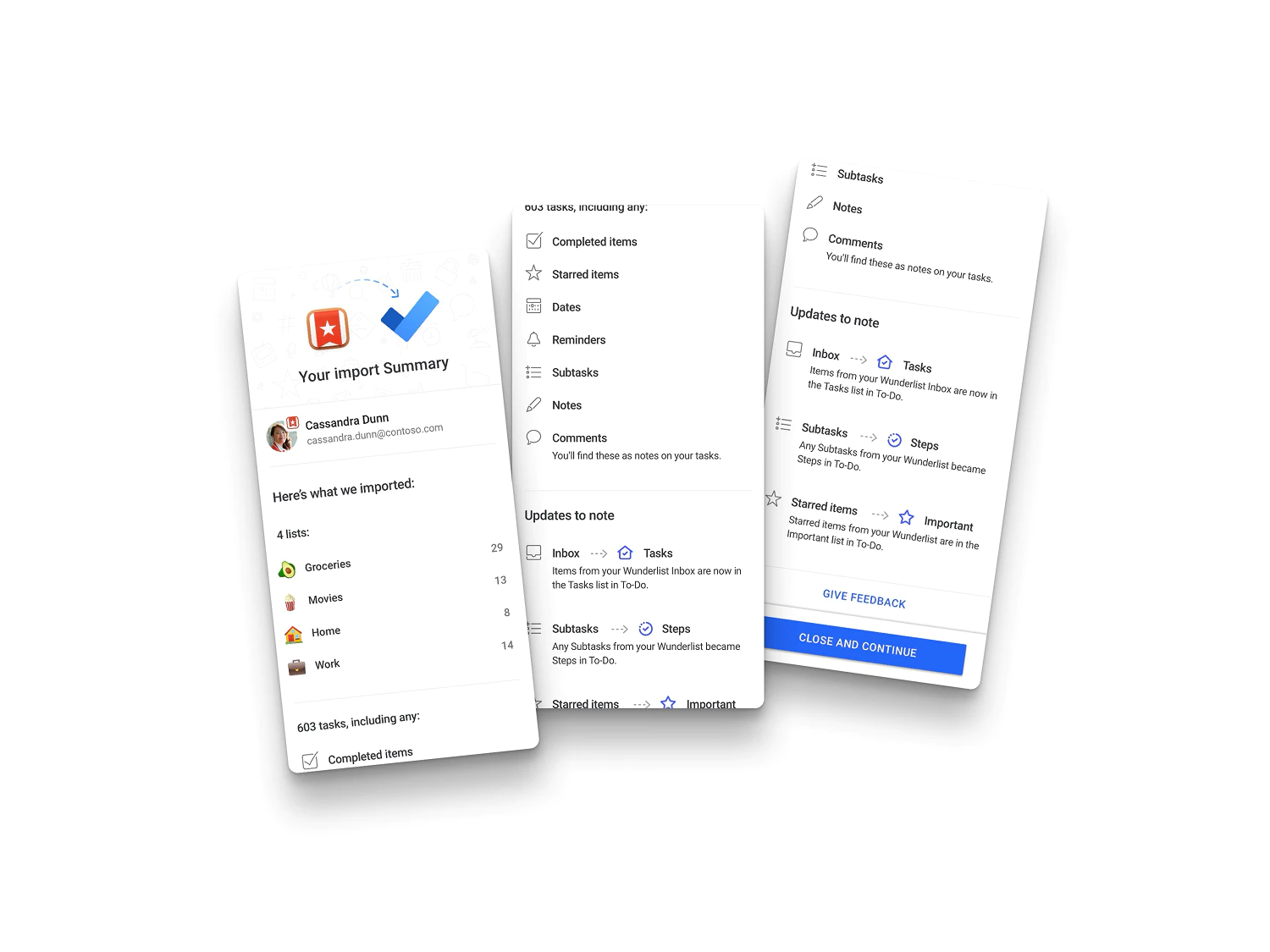 Wunderlist transition summary report